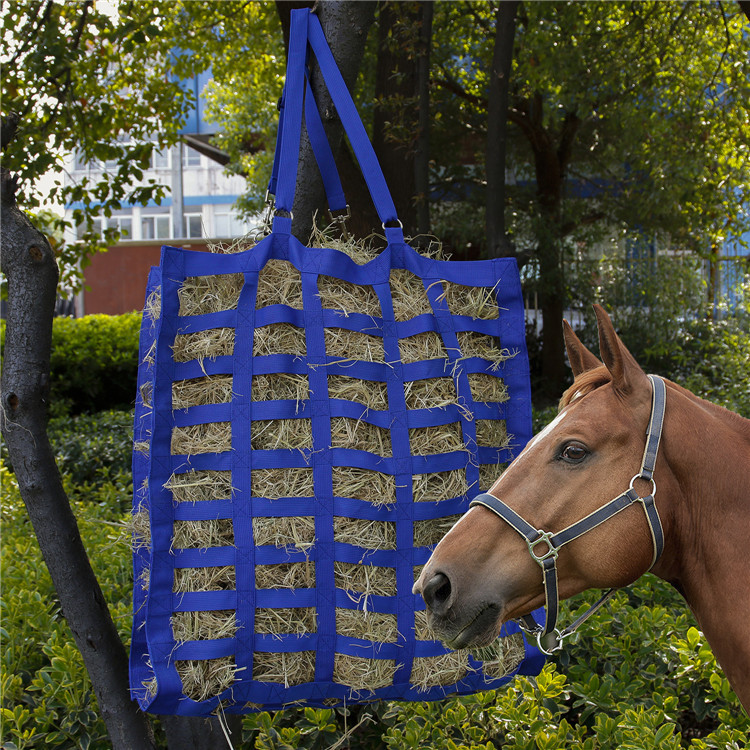 Multi-Compartment Horse Hay Bag With Webbing
