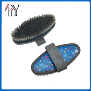 Plastic Horse Brush Rubber Coated Printed Soft 16x7.5cm