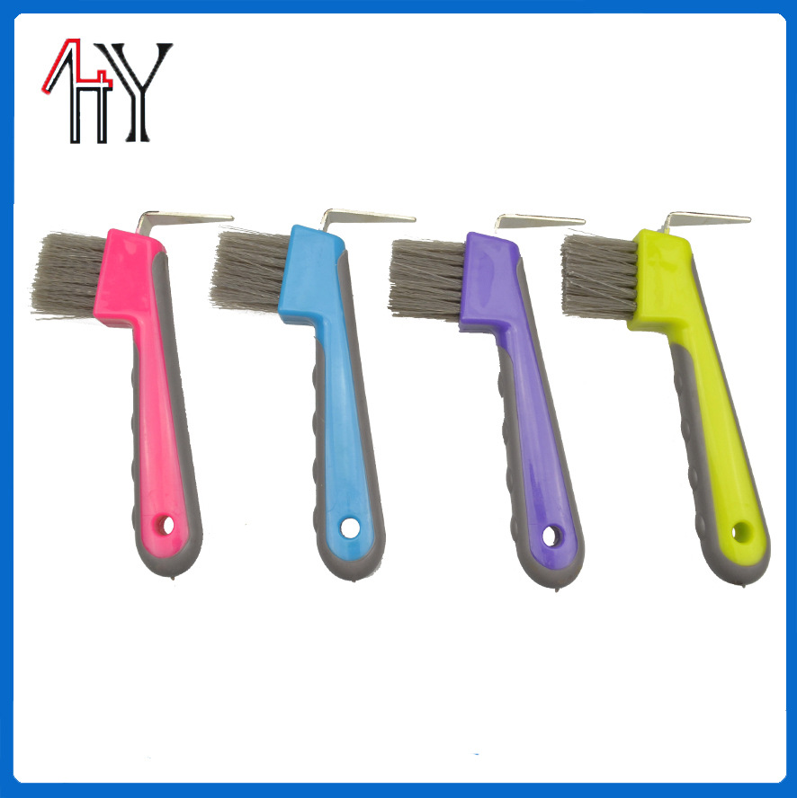Rubber Coated Horse Hoof Pick with Brush