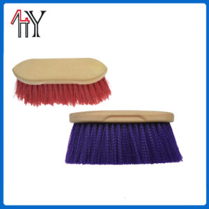 8 Inch Beige Foam Long Bristle Plastic Horse Brush