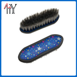 Rubber Coated Printed Hard Bristle Horse Brush
