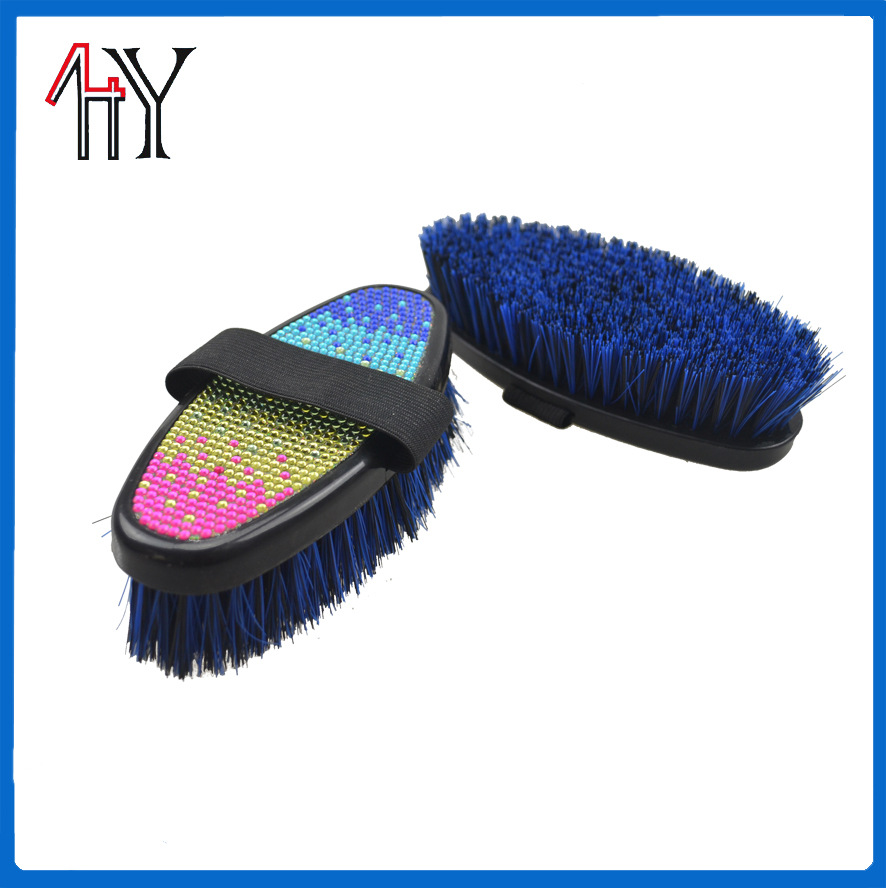 Rhinestone Plastic Horse Body Brush Hard Bristle 7 Inch