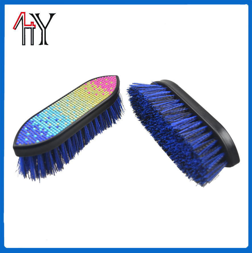 Rhinestone Plastic Horse Body Brush Hard Bristle 7 Inch