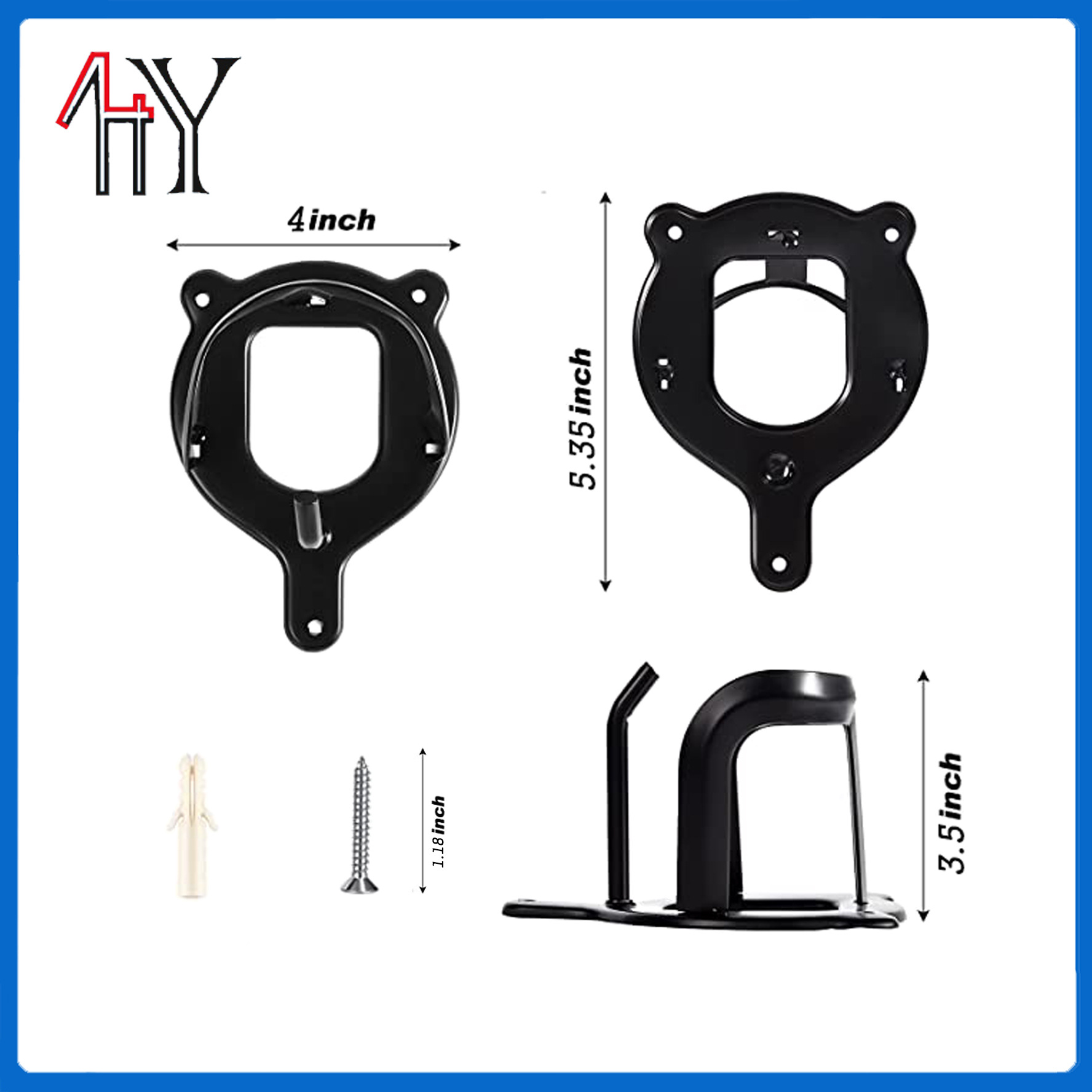 6-Piece Metal Saddle Hook Set with Expansion Tubes and Screws