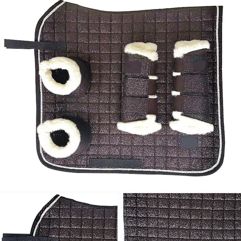 Horse Riding Saddle Pad Set With Fleece Leg Protection