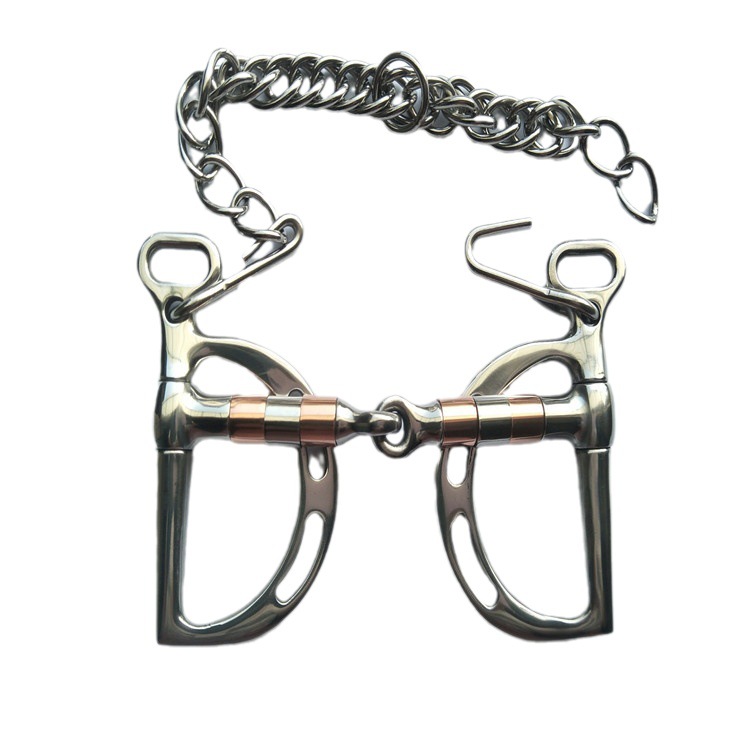 Stainless Steel Horse Bit With Red Copper Mouth And Stirrup