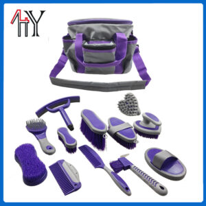 Rubber Coated Horse Brush Set PP TPE 27x27x24 cm
