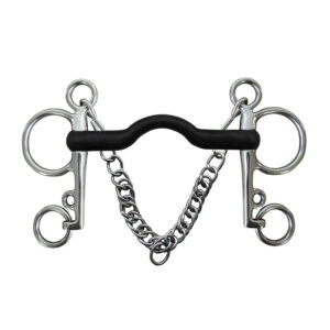 Stainless Steel Pelham Bit with Rubber Wrapped Mouth BT0716
