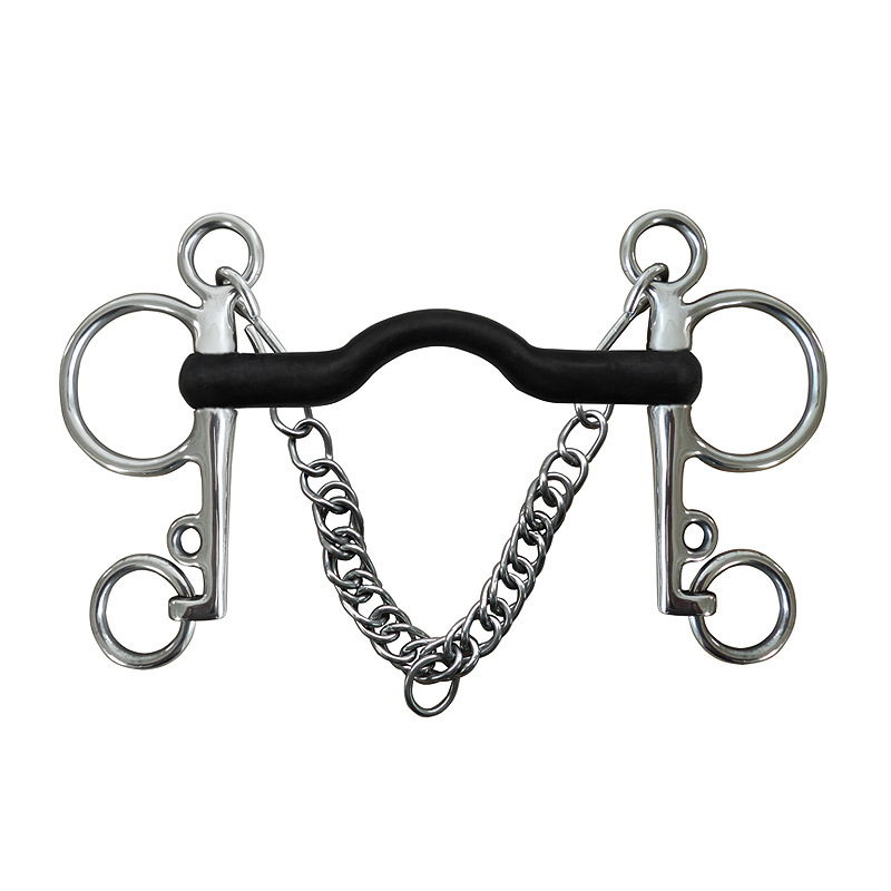 Stainless Steel Pelham Bit with Rubber Wrapped Mouth BT0716
