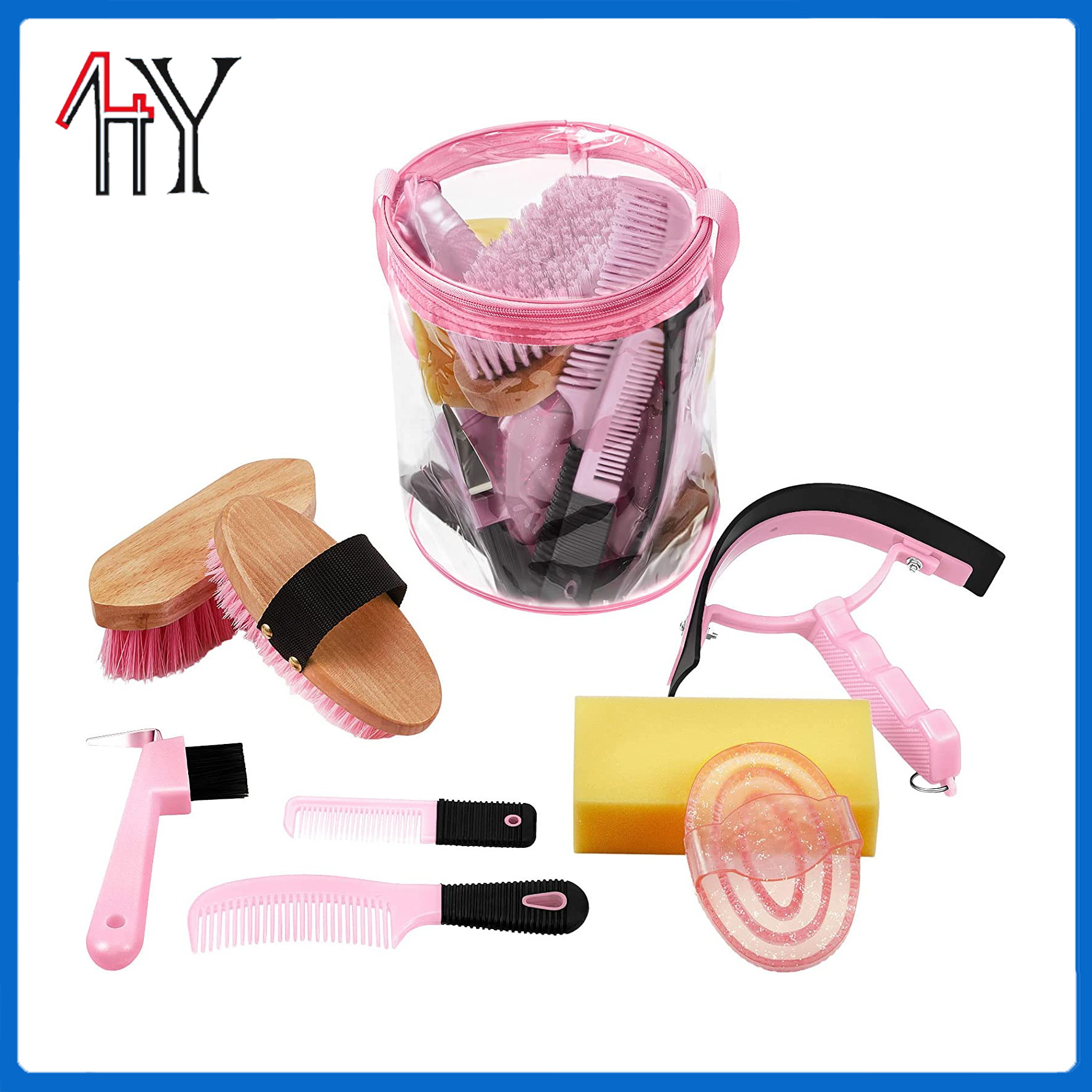 9-Piece Horse Grooming Kit With Large Cylinder Bag