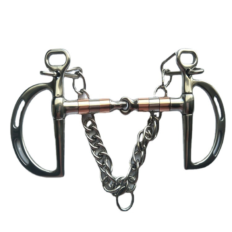 Stainless Steel Horse Bit With Red Copper Mouth And Stirrup