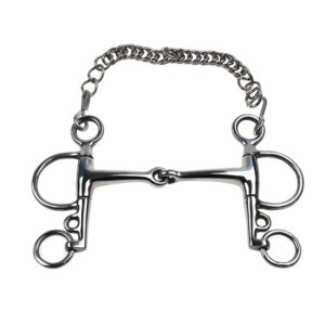 Stainless Steel Pelham Bit with Hooks and Curb Chain 125mm