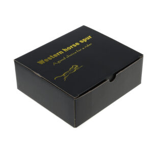 Black Western Horse Spur Cardboard Box with Gold Stamping
