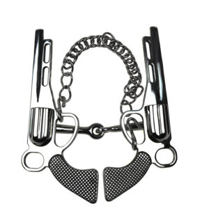 Stainless Steel Pistol Style Horse Bit with Hooks and Curb Chain 125mm