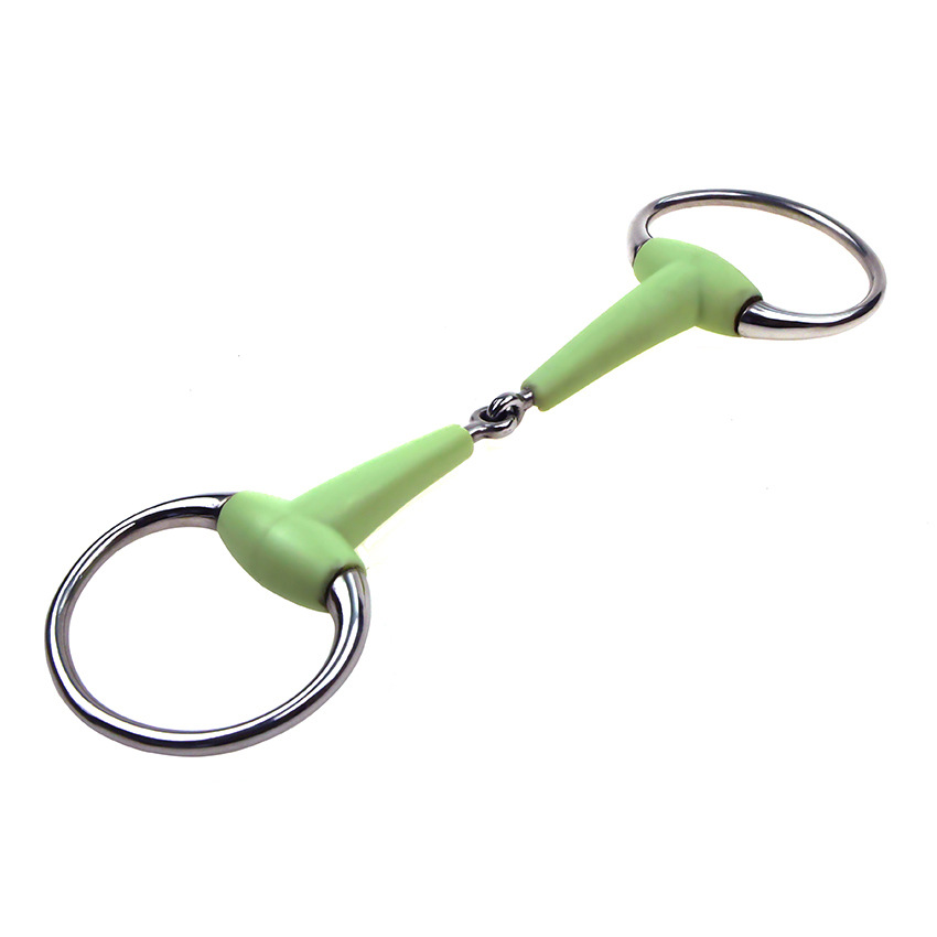 Stainless Steel Eggbutt Bit with Apple Flavored Rubber Mouth 130mm