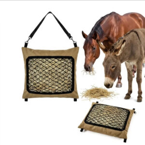 Large Capacity Horse Feeding Bag Portable Hay Bag Brown