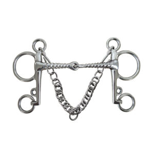 Stainless Steel Pelham Bit with Hooks and Curb Chain