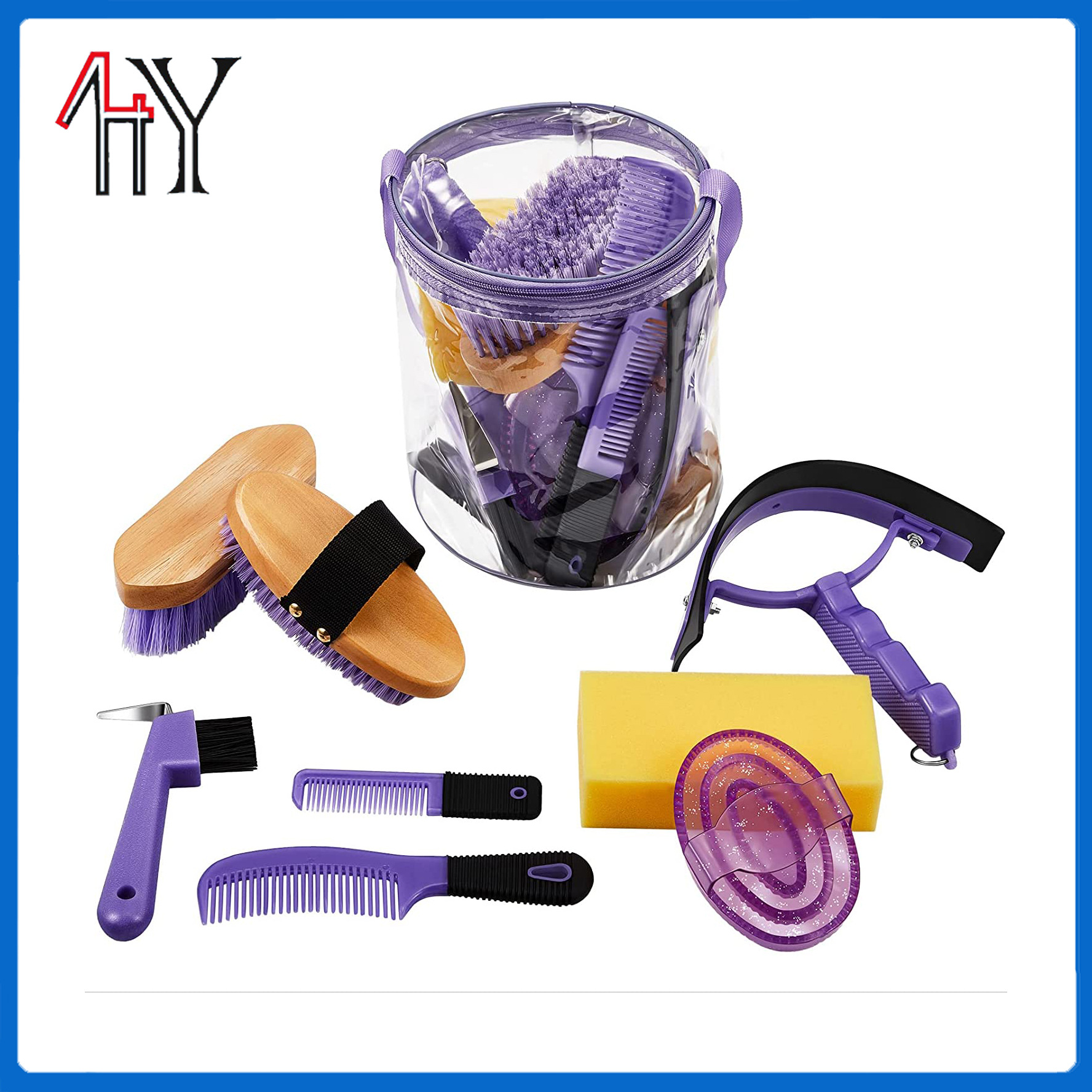9-Piece Horse Grooming Kit With Large Cylinder Bag