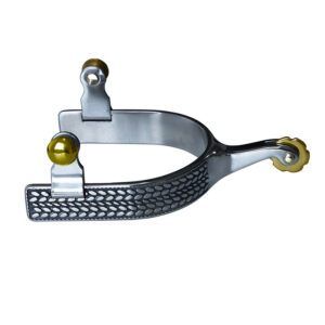 Stainless Steel Western Horse Spur with Brass Rowel and Buttons SP5128
