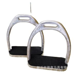 Aluminum Horse Stirrup With Hand Carved Floral Pattern
