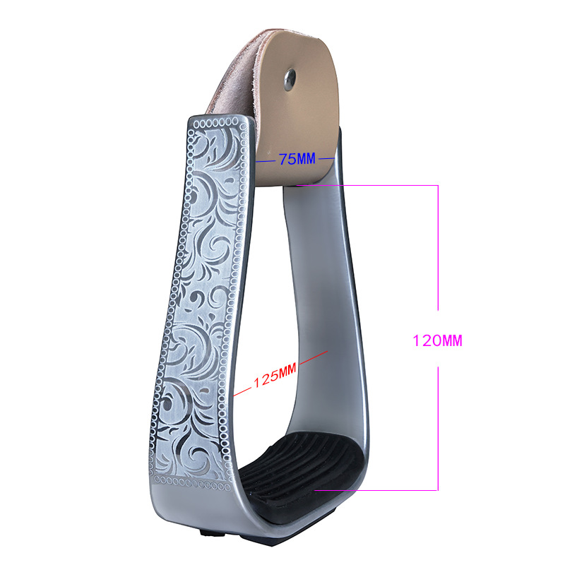 Western Aluminum Stirrup with Rubber Pad and Laser Engraving ST3104FL