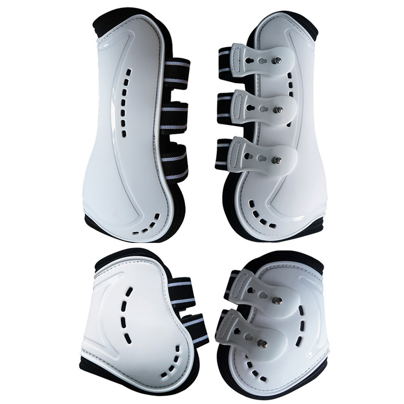 Horse Jumping Tendon Boots PU Shell Neoprene Padding Air Holes