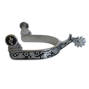 Stainless Steel Western Cowboy Spurs Black Pattern Rowels SP5130