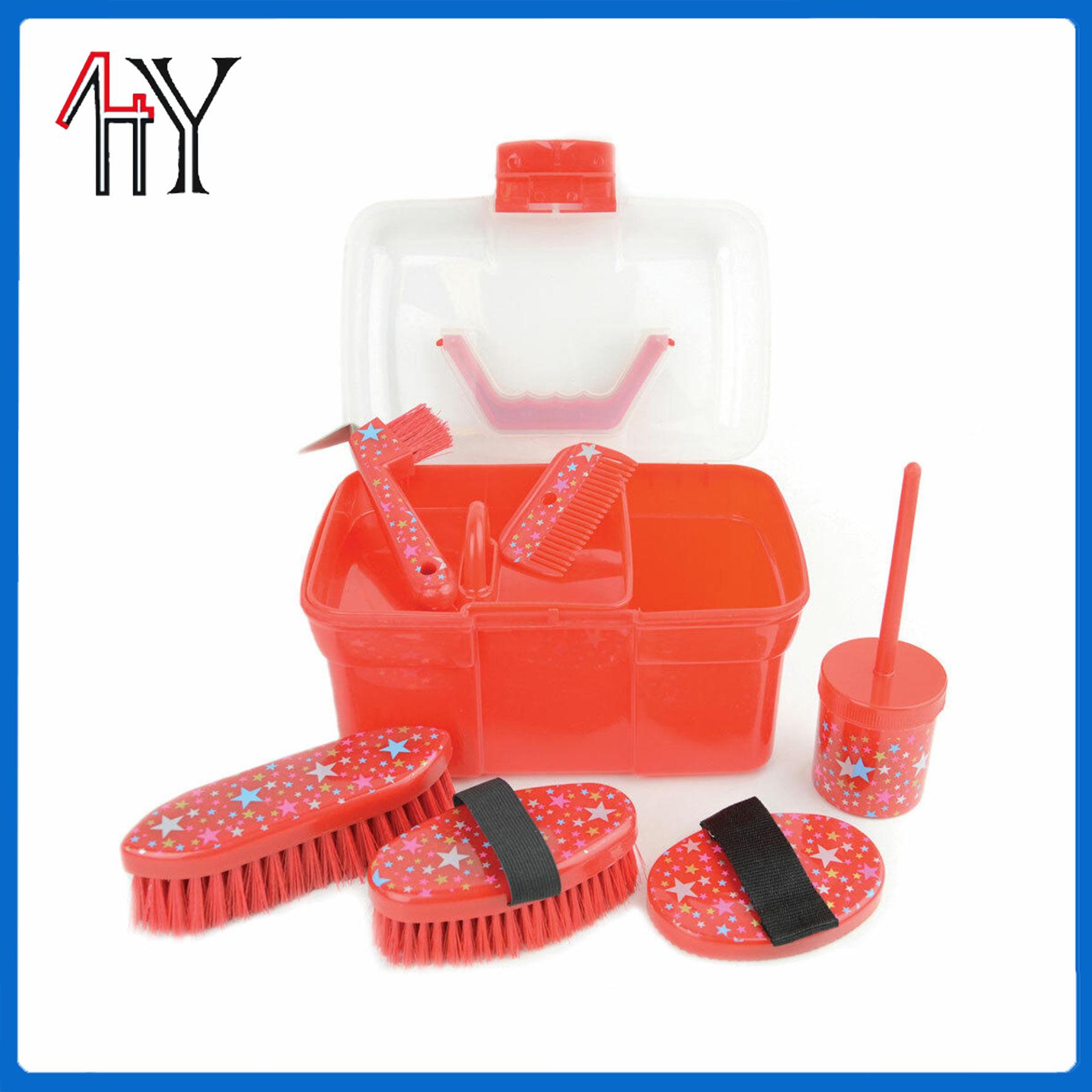 Small Toolbox Horse Brush Set PP PVC 27.5x18.5x16cm