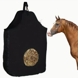 Slow feed hay bag for horse stable travel