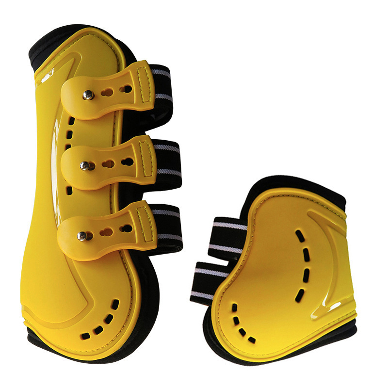 Horse Jumping Tendon Boots PU Shell Neoprene Padding Air Holes