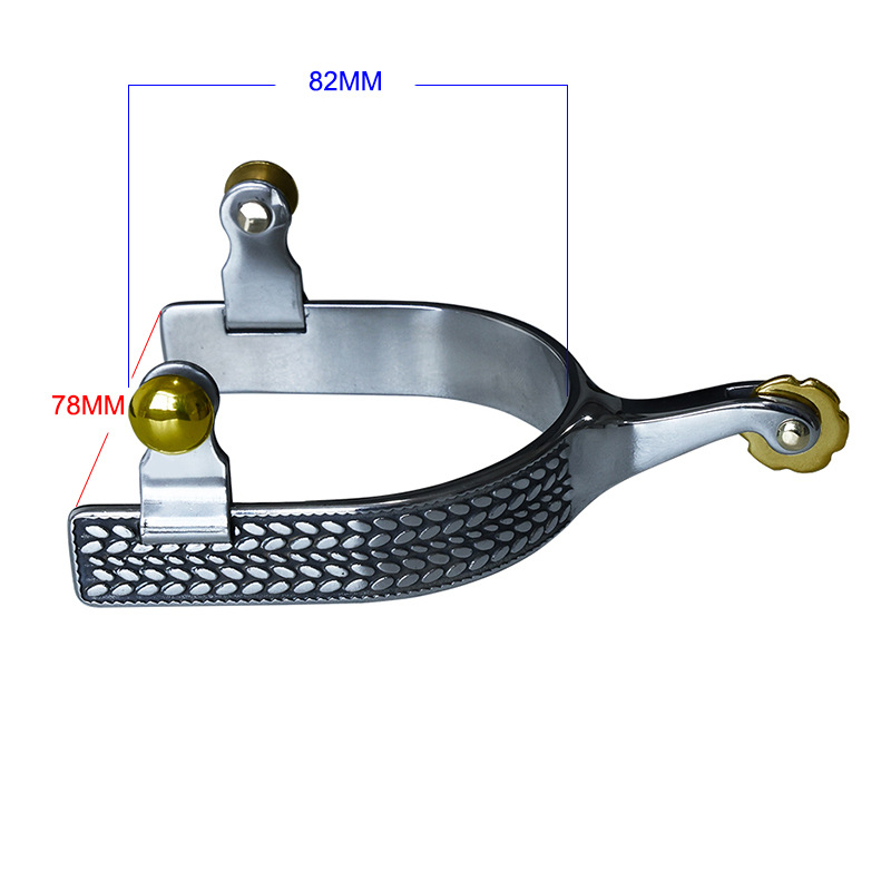 Stainless Steel Western Horse Spur with Brass Rowel and Buttons SP5128