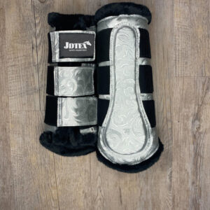 PU Leather Horse Leg Guards Glitter Horse Tack Fleece Lined Shockproof Breathable