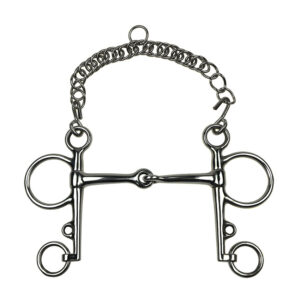 Stainless Steel Pelham Bit with Hooks and Curb Chain BT0703