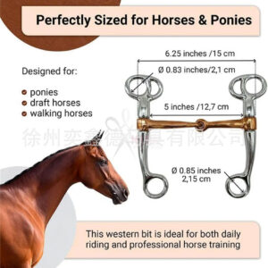 Copper Mouth Two-Piece Horse Bit Stainless Steel English Mouthpiece Western Equestrian Training Horse Tack Acc