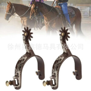 Western Cowboy Equestrian Supplies German Silver Decorative Plate Hand-Engraved Horse Spurs