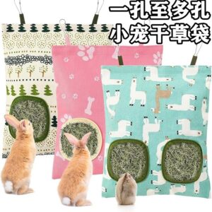 Rabbit Hay Feeder Bag Hanging For Small Pets