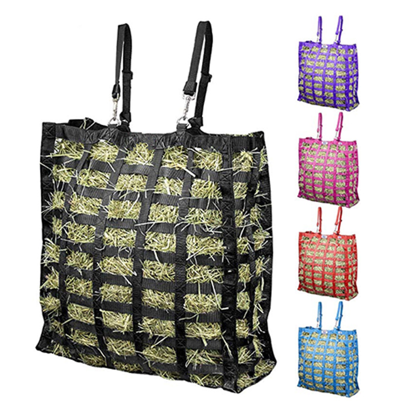 Large Capacity Portable Horse Hay Bag Checkered Hay Storage