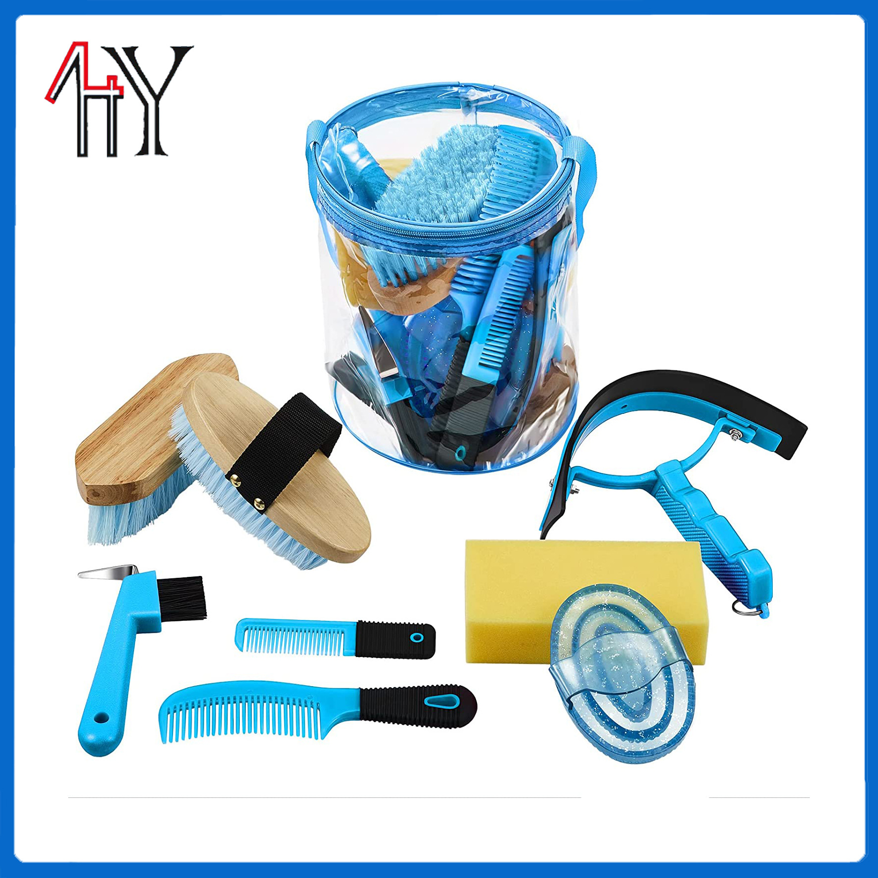 9-Piece Horse Grooming Kit With Large Cylinder Bag