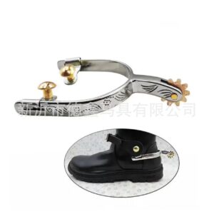 Stainless Steel Western Horse Spurs with Copper Rowel and Button