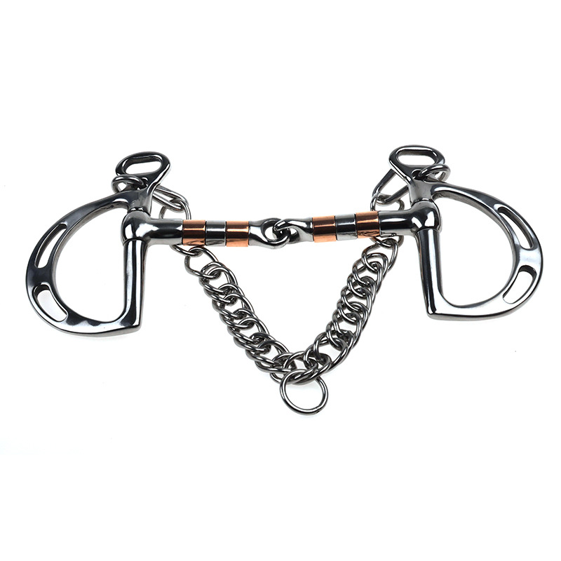 Stainless Steel Kimberwicke Bit with Copper Rollers and Curb Chain