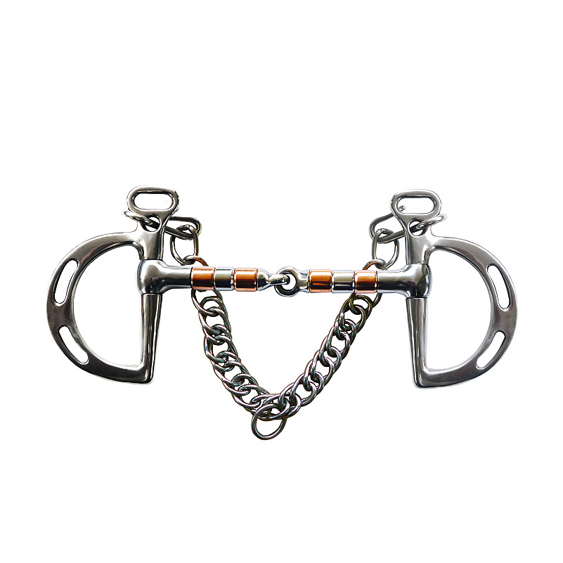Stainless Steel Kimberwicke Bit with Copper Rollers and Curb Chain