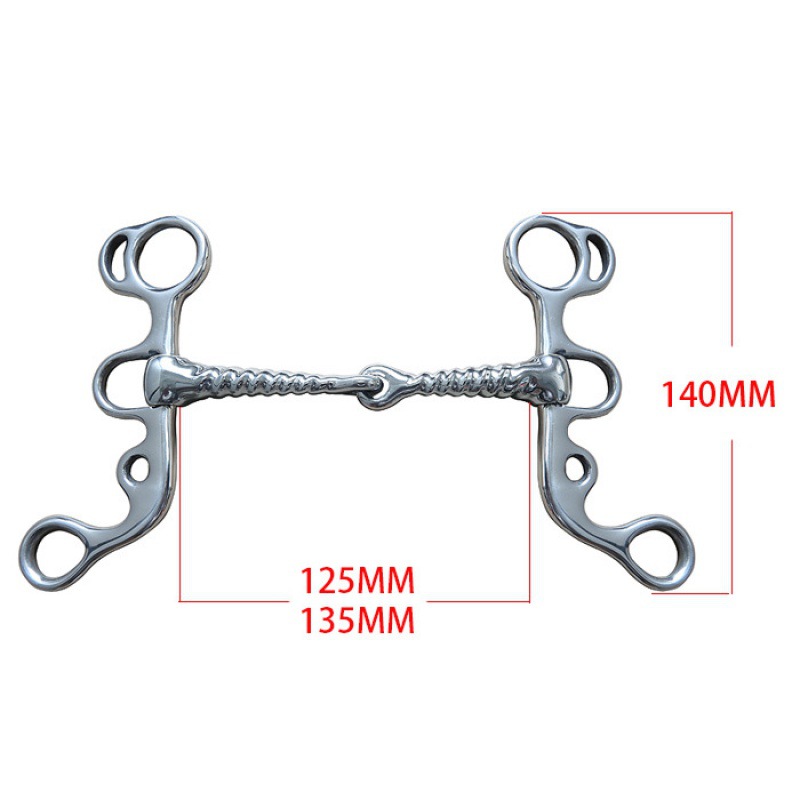 Stainless Steel Gag Bit with Corkscrew Jointed Mouth 125mm