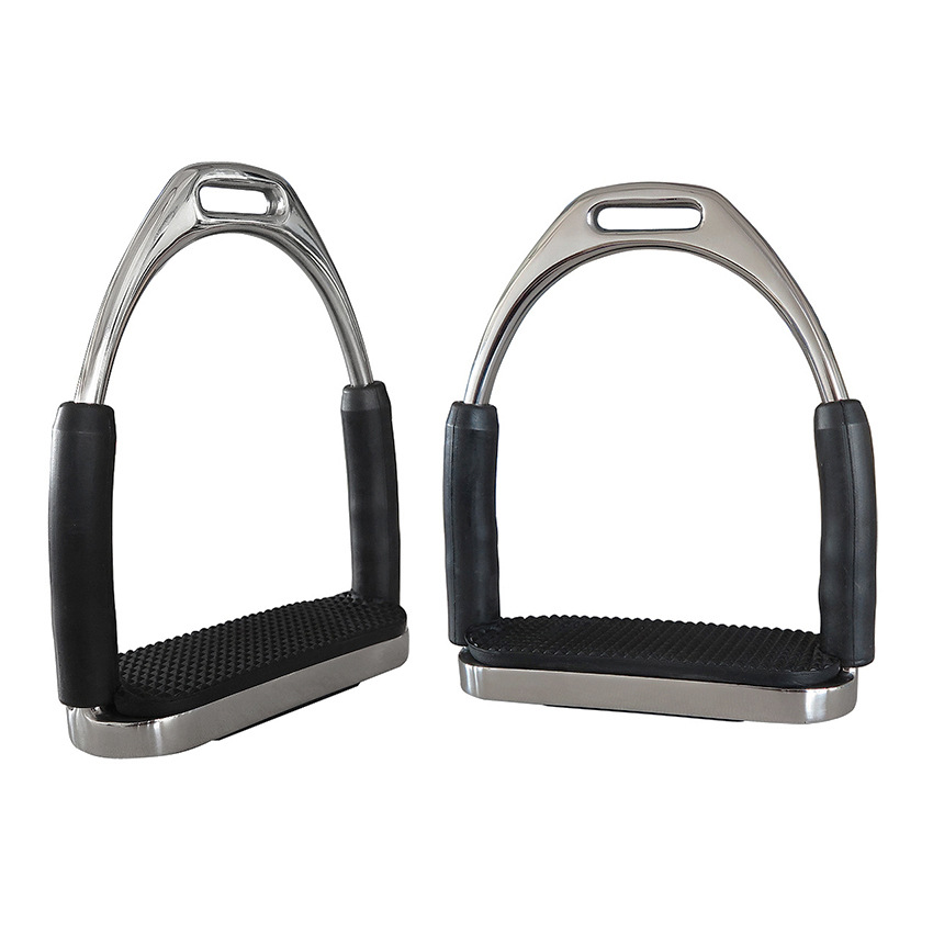 Stainless Steel Flexible Stirrup With Black Rubber Pad ST2109