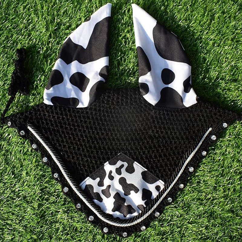 Knitted Mesh Horse Face Mask Ear Cover Equestrian