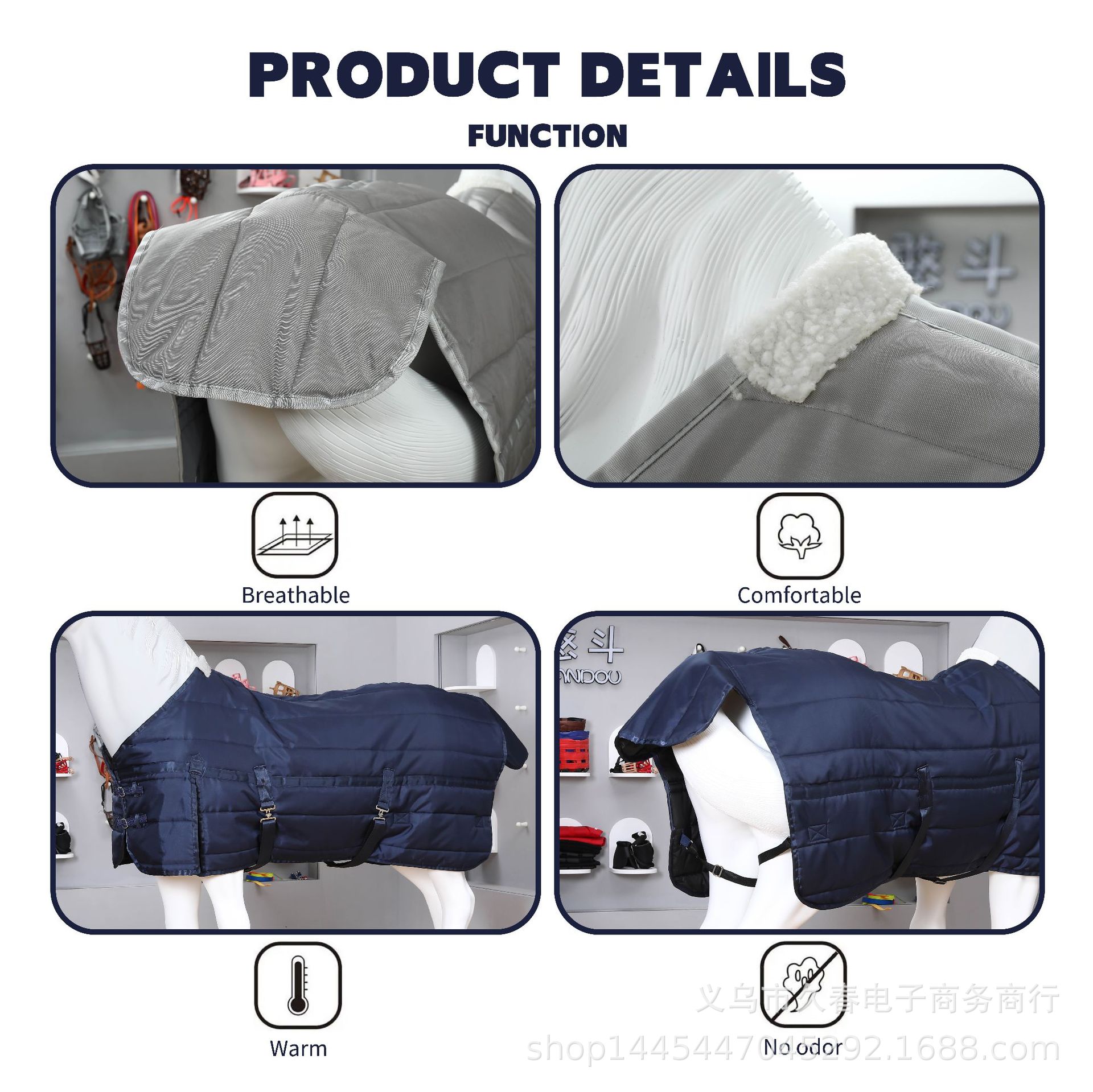 2026 Cross-Border Amazon New Equestrian Horse Blanket Cotton Fleece Winter Thick Warm