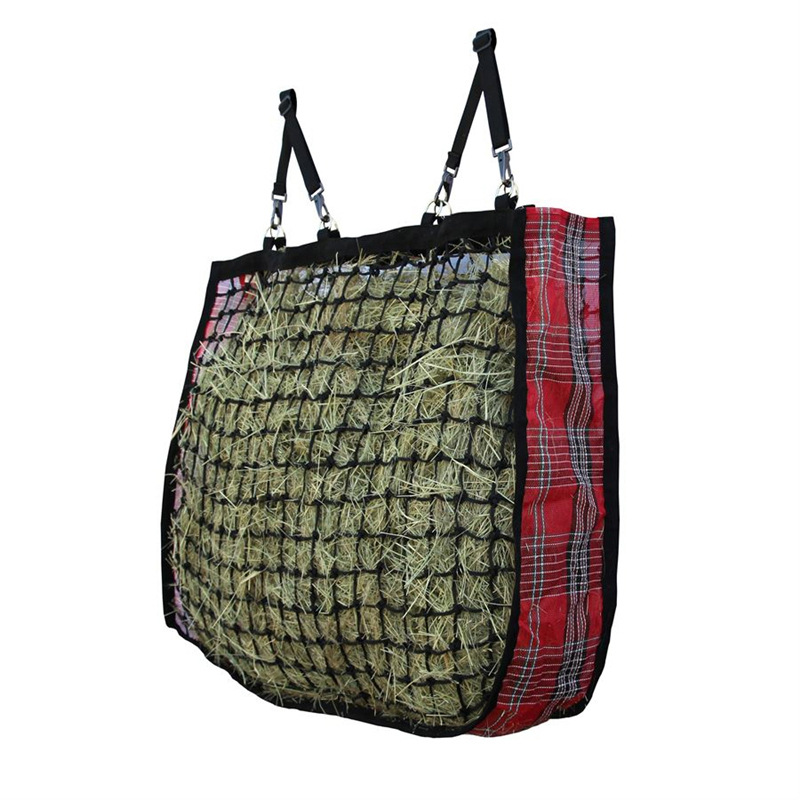 Large Capacity Portable Horse Hay Bag Checkered Hay Storage