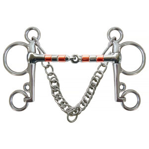 Stainless Steel Pelham Bit with Copper Rollers Hooks and Curb Chain