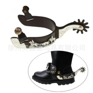 Western Cowboy Spurs Engraved Vintage Metal Horse Riding Decoration Gear Spurs