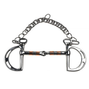 Stainless Steel Kimberwicke Bit with Copper Rollers and Curb Chain