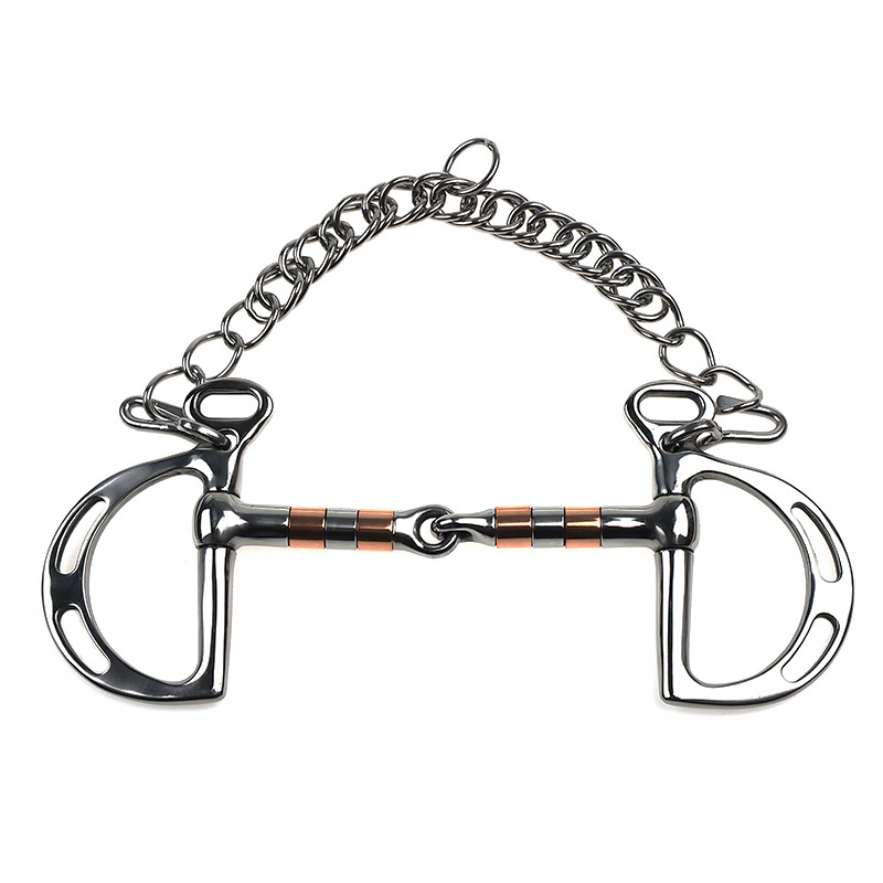 Stainless Steel Kimberwicke Bit with Copper Rollers and Curb Chain